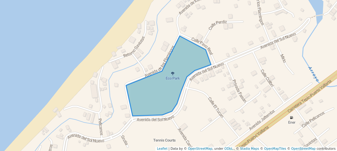 walking in Eco Park map in La Peñita de Jaltemba