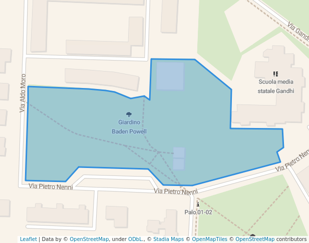 walking in Giardino Baden Powell map in Pontedera