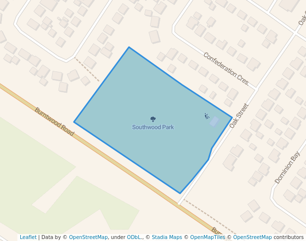 walking in Southwood Park map in Thompson