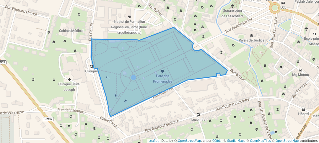 walking in Parc des Promenades map in Alençon