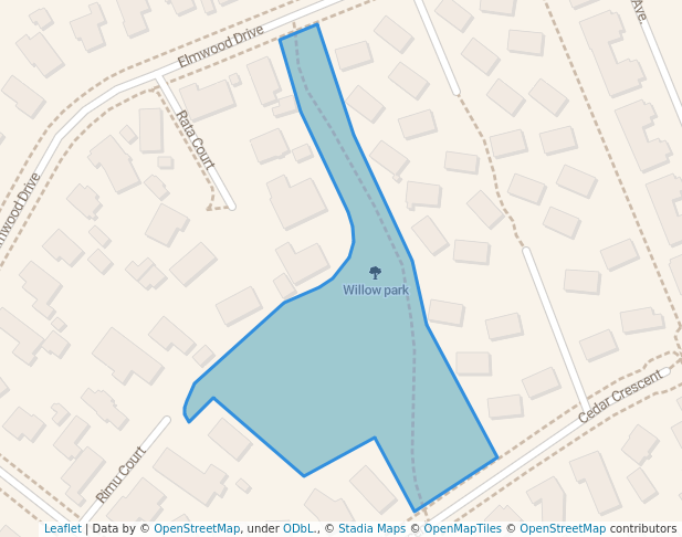 walking in Willow park map in Mosgiel