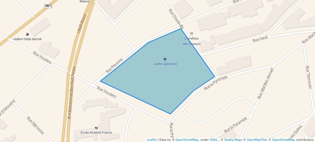 walking in Palestine Garden map in Casablanca