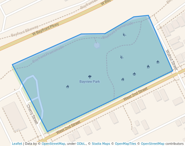 walking in Bayview Park map in Erie