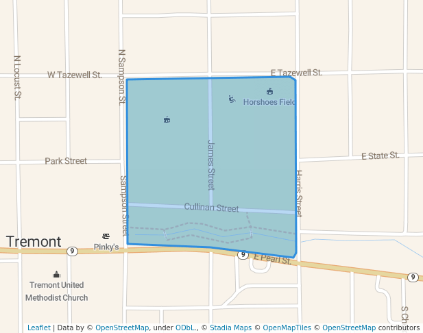 walking in Tremont City Park map in Tremont