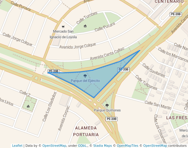 walking in Parque del Ejército map in Callao