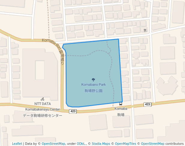 walking in Komabano Park map in Meguro City