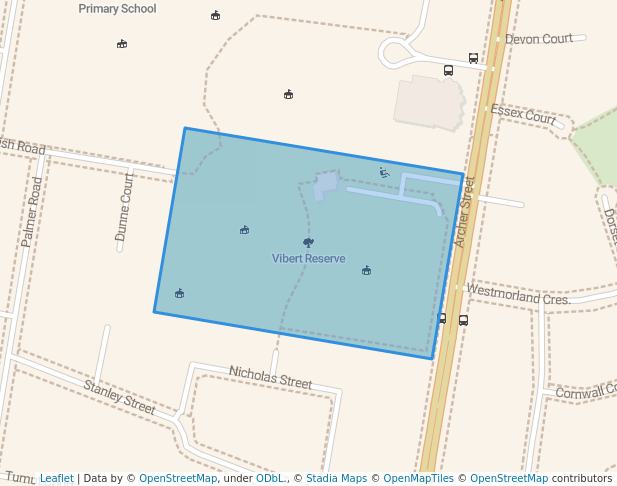 walking in Vibert Reserve map in Shepparton