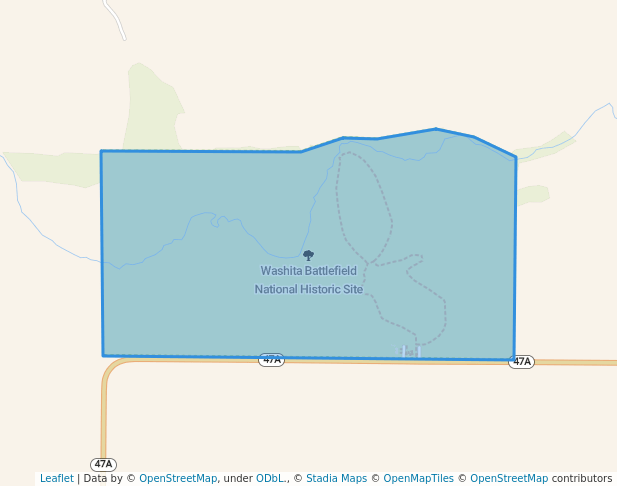 walking in Washita Battlefield National Historic Site map in Cheyenne