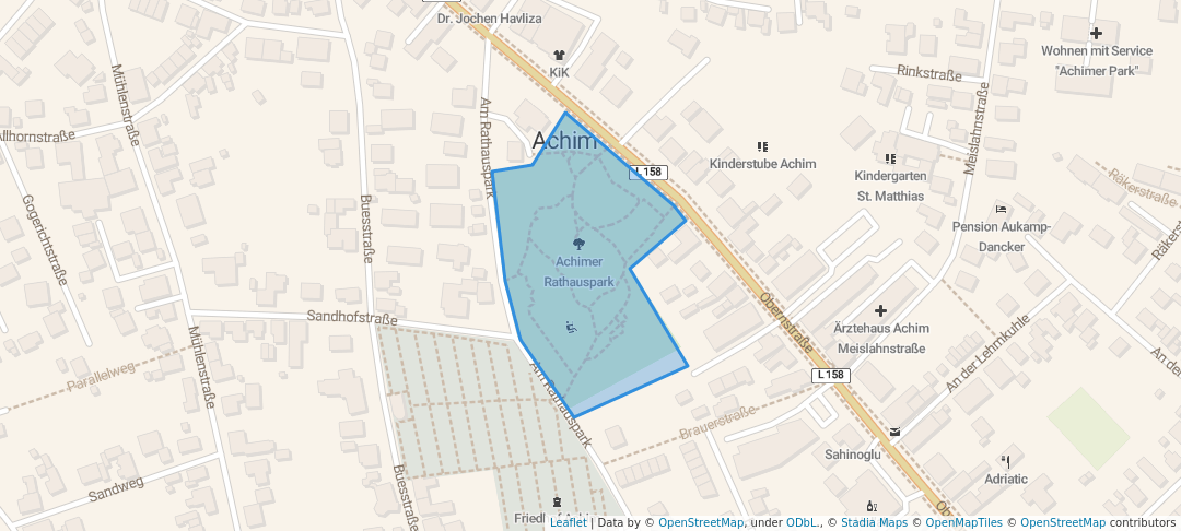 walking in Achimer Rathauspark map in Achim