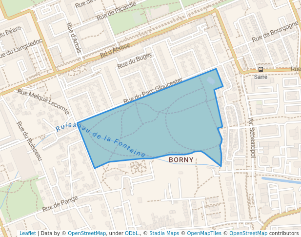 walking in Parc de Gloucester map in Metz
