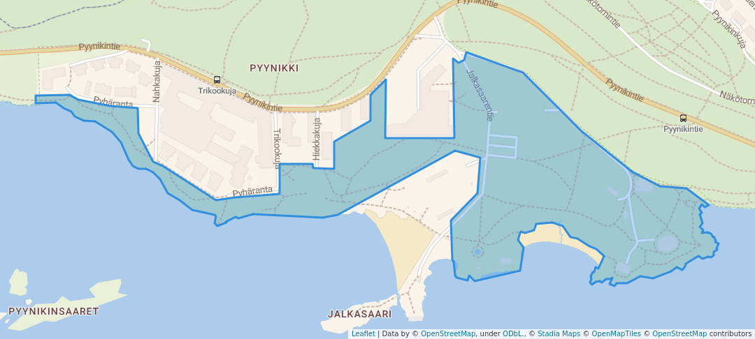 walking in Atlaspuisto map in Tampere