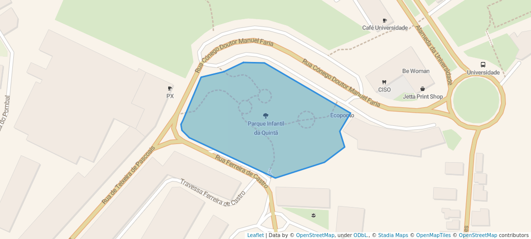 walking in Parque Infantil da Quintã map in Azurém