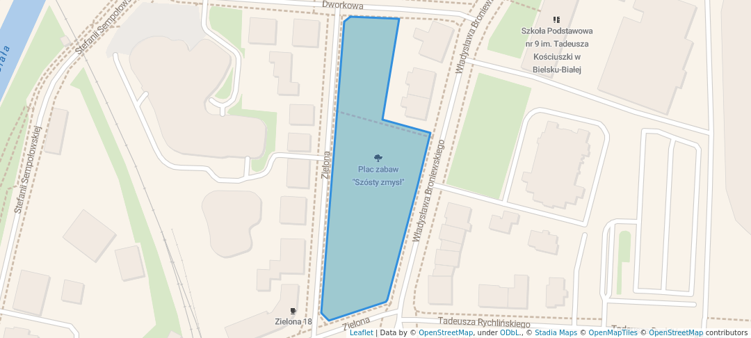 walking in Plac zabaw "Szósty zmysł" map in Bielsko-Biała