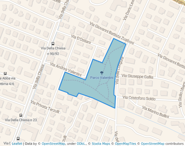 walking in Parco Valentini map in Brescia