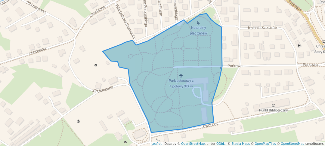 walking in Park pałacowy z 1 połowy XIX w map in Chrzanów