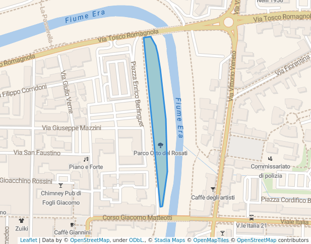 walking in Parco Orto del Rosati map in Pontedera