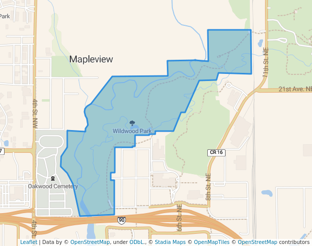 walking in Wildwood Park map in Austin