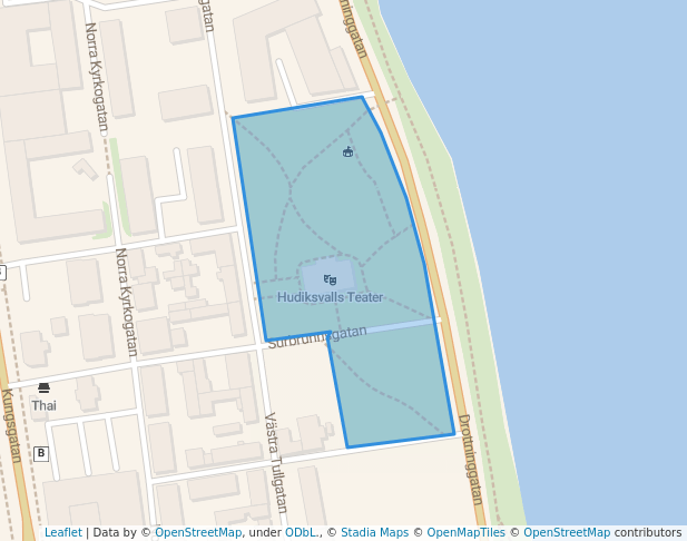 walking in Teaterparken map in Hudiksvall