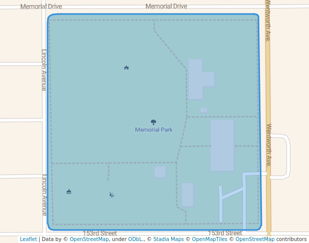 walking in Memorial Park map in Calumet City
