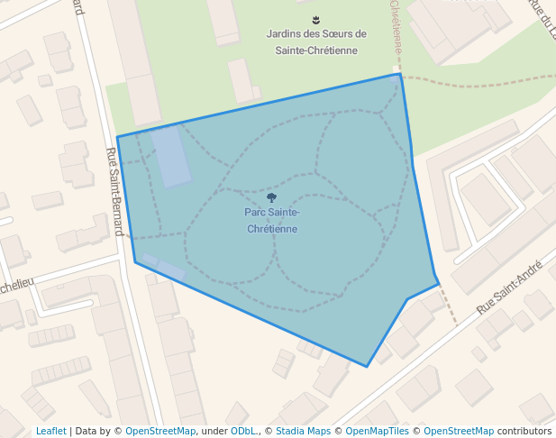 walking in Parc Sainte-Chrétienne map in Metz
