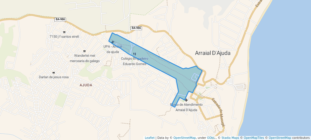 walking in Parque Central map in Arraial d'Ajuda