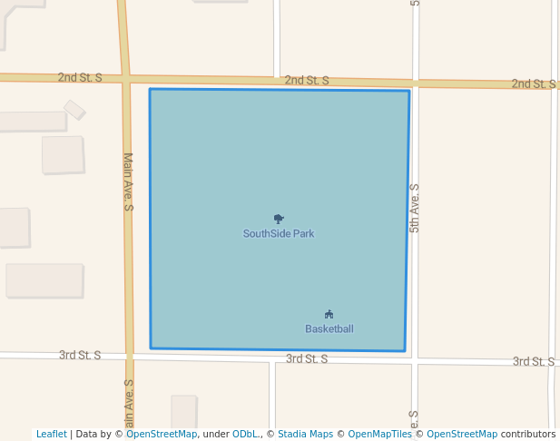 walking in SouthSide Park map in Brookings