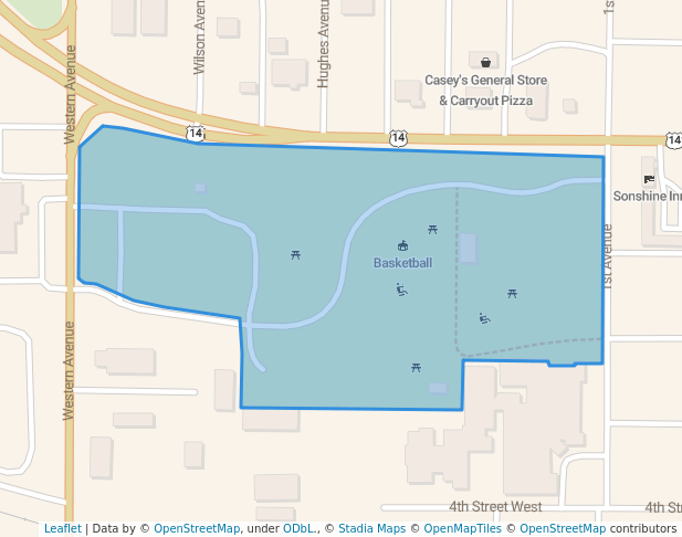 walking in Pioneer Park map in Brookings