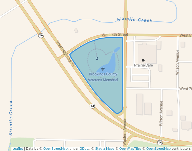 walking in Brookings County Veterans Memorial map in Brookings