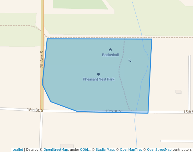 walking in Pheasant Nest Park map in Brookings