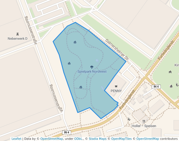 walking in Spielpark Nordwest map in Ingolstadt