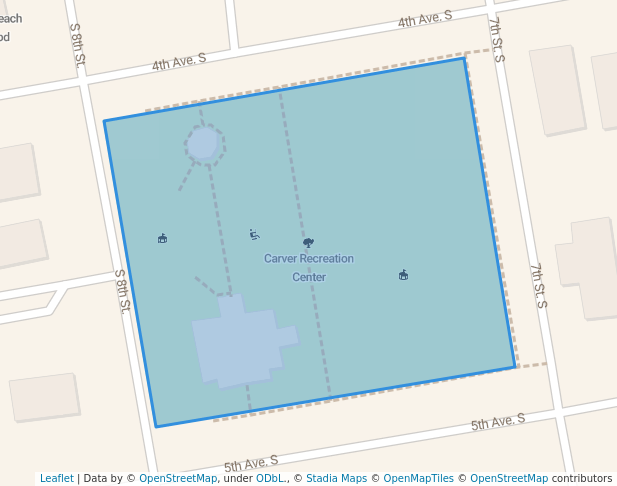 walking in Carver Recreation Center map in Jacksonville Beach