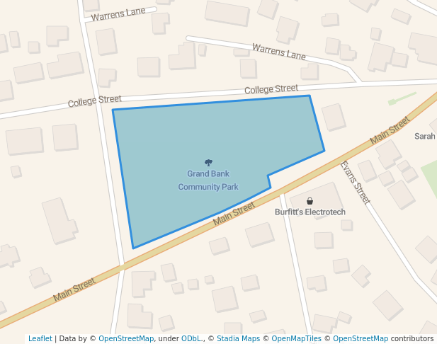 walking in Grand Bank Community Park map in Grand Bank