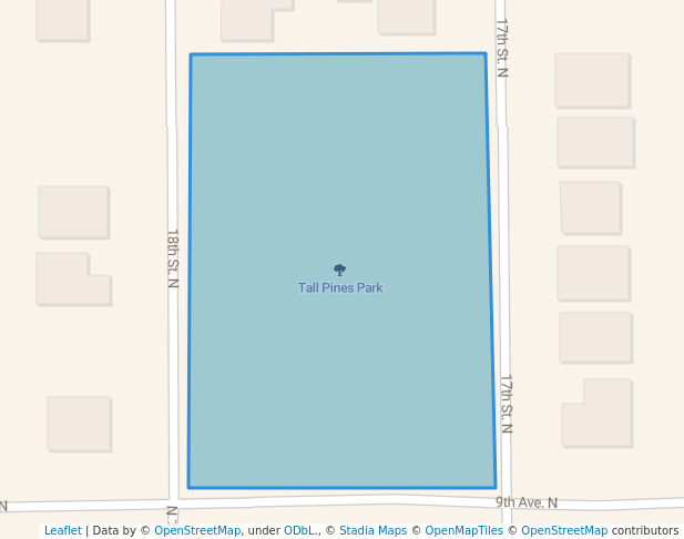 walking in Tall Pines Park map in Jacksonville Beach