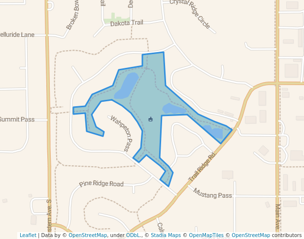 walking in Arrowhead Park map in Brookings