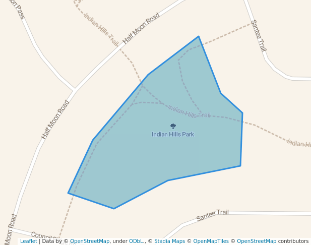 walking in Indian Hills Park map in Brookings