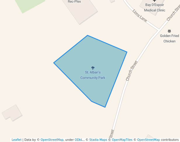 walking in St. Alban's Community Park map in Saint Albans