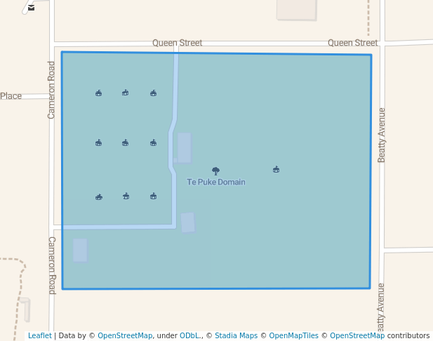 walking in Te Puke Domain map in Te Puke