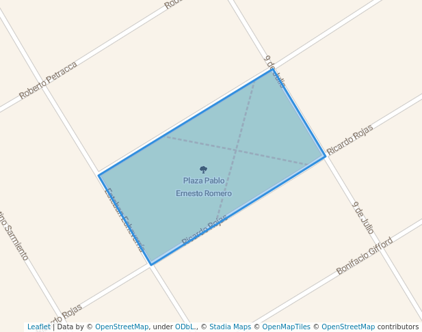 walking in Plaza Pablo Ernesto Romero map in Monte Grande