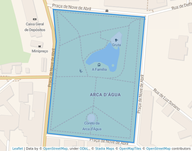 walking in Jardim de Arca d'Água map in Porto