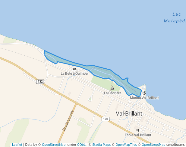 walking in Parc du Bois-et-des-Berges map in Val-Brillant