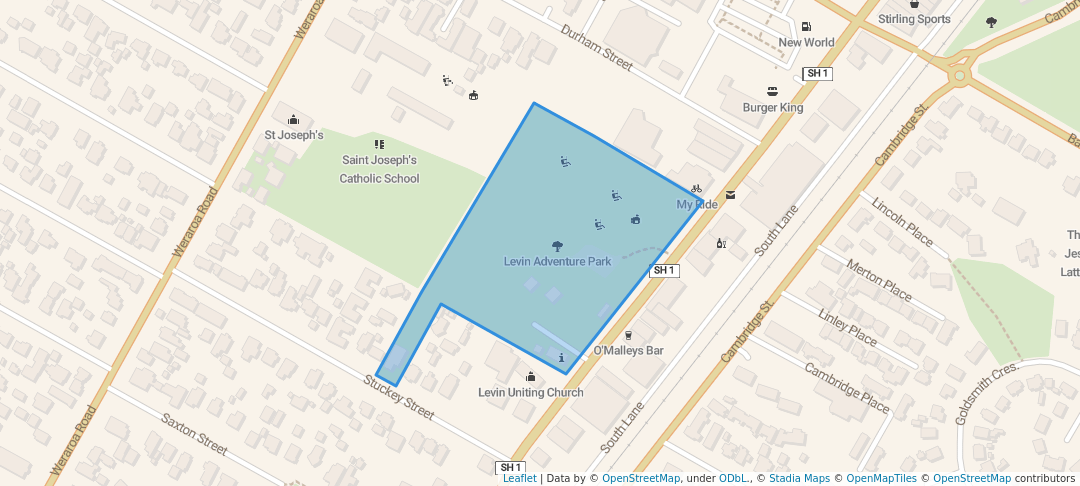 walking in Levin Adventure Park map in Levin