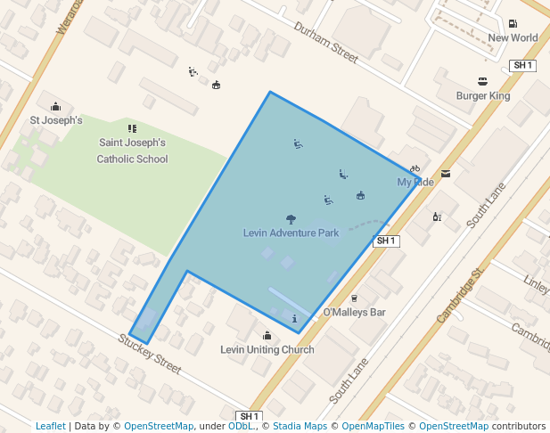 walking in Levin Adventure Park map in Levin