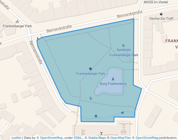 walking in Frankenberger Park map in Aachen
