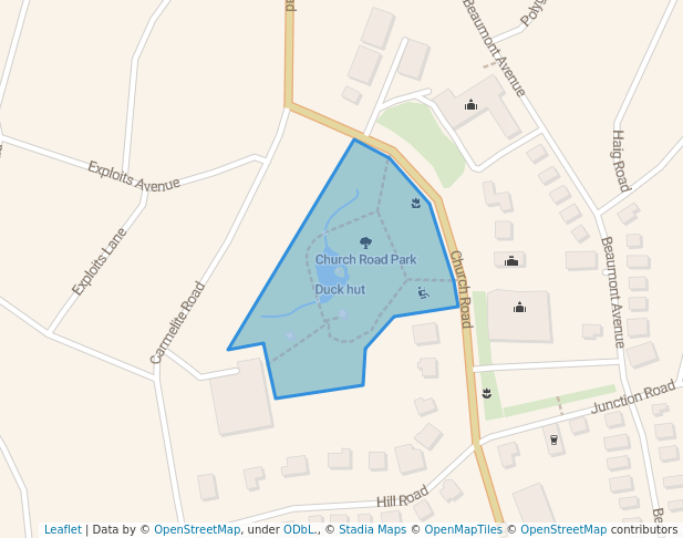 walking in Church Road Park map in Grand Falls-Windsor
