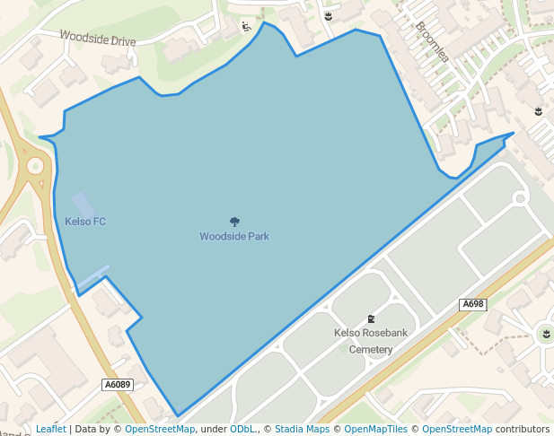 walking in Woodside Park map in Kelso