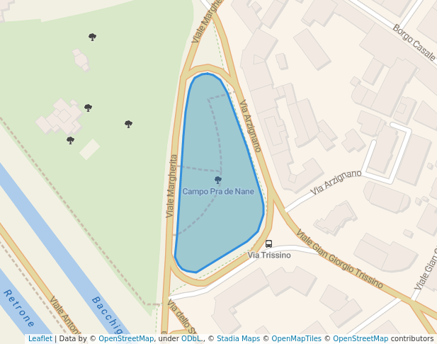 walking in Campo Pra de Nane map in Vicenza