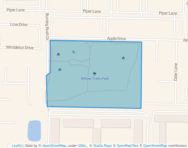 walking in Willow Trails Park map in Prospect Heights