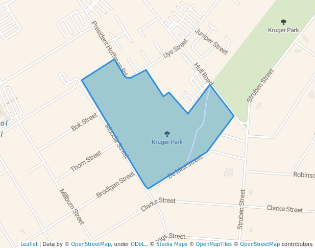 walking in Kruger Park map in Benoni