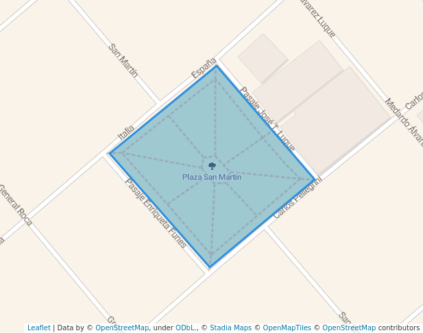 walking in Plaza San Martín map in Las Varillas