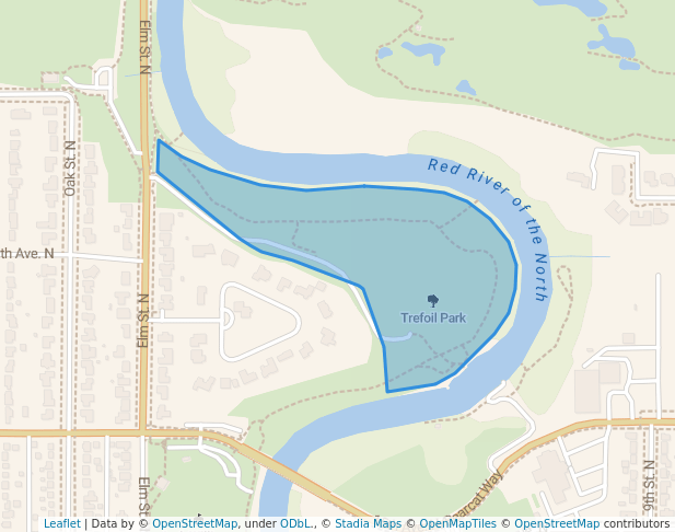 walking in Trefoil Park map in Fargo